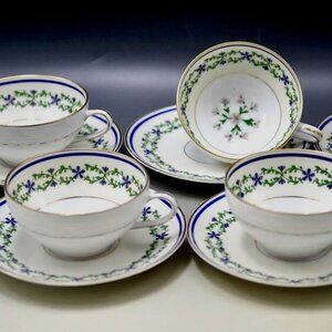 Set of 4 Charles Ahrenfeldt France Limoges Trocadero Tea Cups Saucers c1945-69